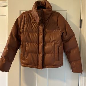 NWT Abercrombie & Fitch faux leather puffer jacket